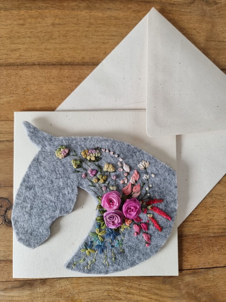 Idee für Pferdekarte besticken, Embroidery Idee , Horse